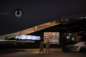 Palettes of aid for Lebanon delivered by United Arab Emirates at Beirut International Airport