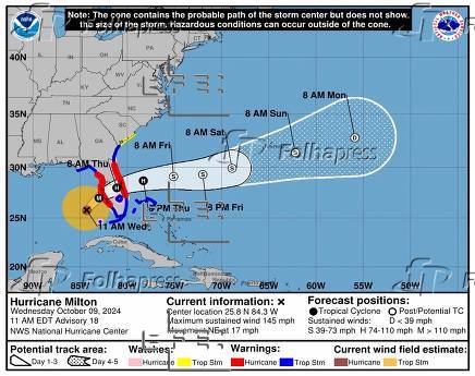 Emiten alerta de tornados para partes del sur de Florida por huracn Milton