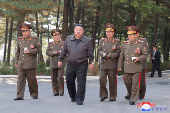 North Korean leader Kim Jong Un inspects the headquarters of the 2nd Corps of North Korean army