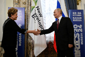 Russia's President Vladimir Putin meets with Dilma Rousseff, Chair of the New Development Bank, in Kazan