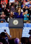 Democratic presidential nominee U.S. Vice President Kamala Harris attends a campaign rally in Reno