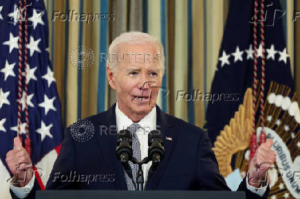 U.S. President Joe Biden delivers remarks on securing 235 judicial confirmations, at the White House