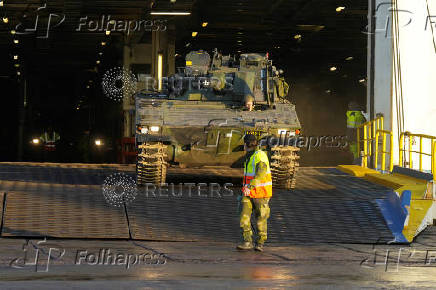 Swedish troops of NATO Multinational Brigade Latvia arrive in Riga port