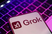 Illustration shows xAI and Grok logos