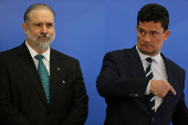 Augusto Aras e Sergio Moro em evento em Braslia