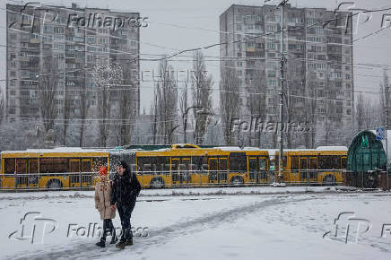 First snowfall in Kyiv