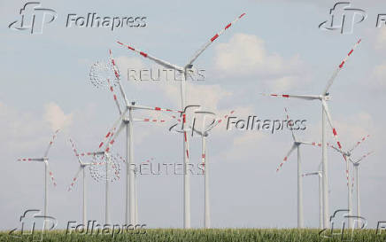 FILE PHOTO: A view of power-generating windmill turbines at a wind park near Parndorf, Austria