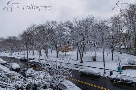 Neve  avista acumulada em Jersey City nos Estados Unidos