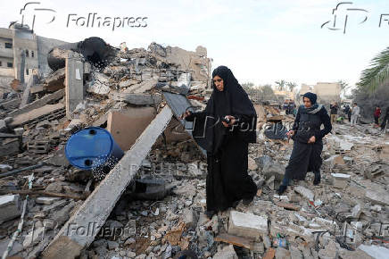 Aftermath of an Israeli strike on a house in Deir Al-Balah in the central Gaza Strip