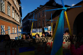 People attend a rally over Ukraine conflict in Prague