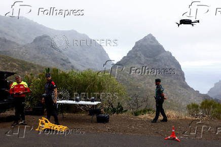 Members of the Emergency and Rescue Group, GES, of the Government of the Canary Islands carry out a search operation with drones for the young British man Jay Slater in the Los Carrizales ravine