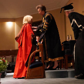 Britain's Queen Camilla is presented with an Honorary Doctorate of Literature in University of London