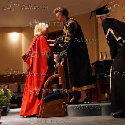 Britain's Queen Camilla is presented with an Honorary Doctorate of Literature in University of London