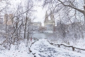 Neve  vista acumulada no Central Park em Nova York