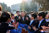 North Korean leader Kim Jong Un holds a New Year 2025 photo session in Pyongyang