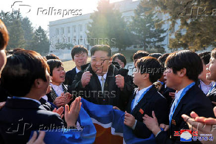 North Korean leader Kim Jong Un holds a New Year 2025 photo session in Pyongyang