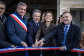 French Sports Minister Amelie Oudea-Castera inaugurates a water treatment site on the Marne River
