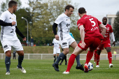 French President Macron participates in the Varietes Club charity football match, in Plaisir