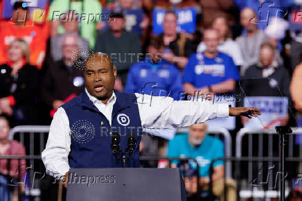 Democratic presidential nominee U.S. Vice President Kamala Harris attends a campaign rally in Reno