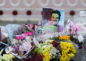 Flowers and tributes are placed at the bandstand in West Park to remember former One Direction singer Liam Payne, in Wolverhampton