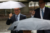 Sung Kook (Bill) Hwang, the founder and head of the private investment firm Archegos, arrives for his trial at the Manhattan Federal Courthouse in New York City