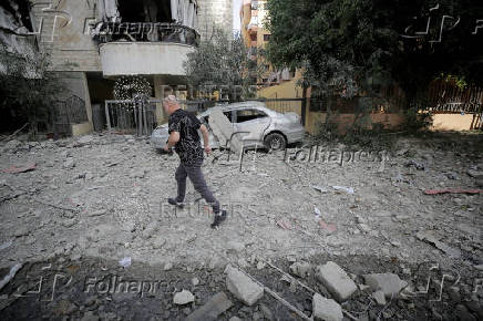 Aftermath of Israeli air strikes on Beirut's southern suburbs