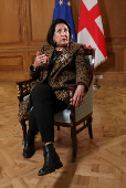 Georgia's President Zourabichvili gives an interview in Tbilisi