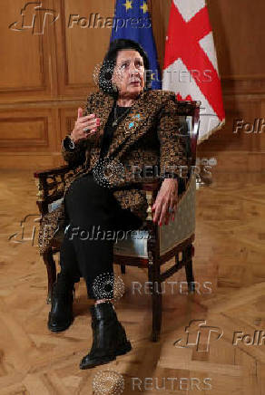 Georgia's President Zourabichvili gives an interview in Tbilisi