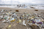 Waste accumulation along Bali's Kuta beach