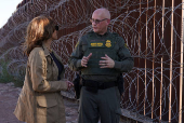 Democratic presidential nominee and U.S. VP Kamala Harris visits US-Mexico border