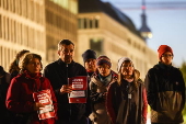 Vigil in Berlin to mark the anniversary of Hamas-led 07 October attack on Israel