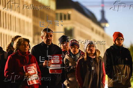 Vigil in Berlin to mark the anniversary of Hamas-led 07 October attack on Israel