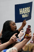 Democratic presidential nominee U.S. Vice President Kamala Harris campaigns in Reading, Pennsylvania