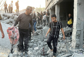 Aftermath of Israeli strike on a house in Gaza's Jabalia