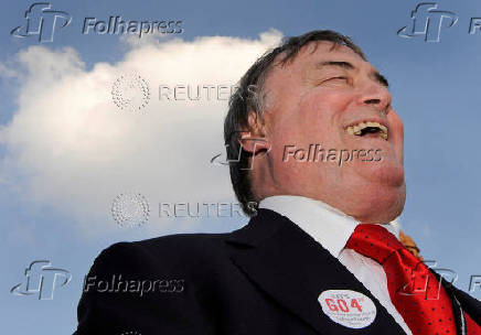 FILE PHOTO: Former deputy Prime Minister John Prescott campaigns outside the entrance to the conference halls during the Labour Party Conference in Manchester northern England