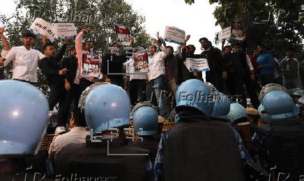 Student wing of the Indian National Congress protest against Indian industrialist Gautam Adani