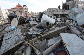 Aftermath of Israeli strike on a house in Nuseirat in the central Gaza Strip