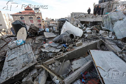 Aftermath of Israeli strike on a house in Nuseirat in the central Gaza Strip