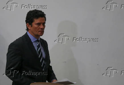 Sergio Moro antes do discurso em que anunciou a sada do governo Bolsonaro