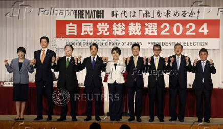 LDP's presidential election candidates attend a joint press conference, in Tokyo