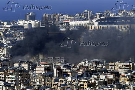 Ataque areo israel en el distrito de Dahieh, al sur de Beirut