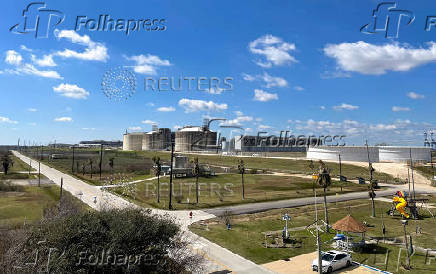 FILE PHOTO: Storage tanks and gas-chilling units are seen at Freeport LNG