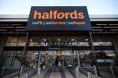 FILE PHOTO: A view of the Halfords store front in Rugby, Britain