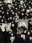 Funeral of five Hezbollah fighters in southern Lebanon during ceasefire