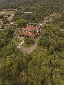 Vista de drone do Museu Castelinho na Vila de Paranapiacaba, em Santo andr (SP)