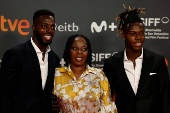 Spanish footballers Inaki and Nico Williams and mother Mara Arthuert, attend the San Sebastian Film Festival