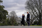 U.S. President Joe Biden arrives on the South Lawn of the White House