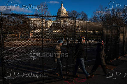 Security fencing encircles the U.S. Capitol building in Washington