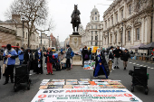 Demonstration in support of Palestinians in Gaza, after Israel and Hamas reached a ceasefire deal, in London