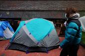 Encampment of students protesting in support of Palestinians at Emerson College